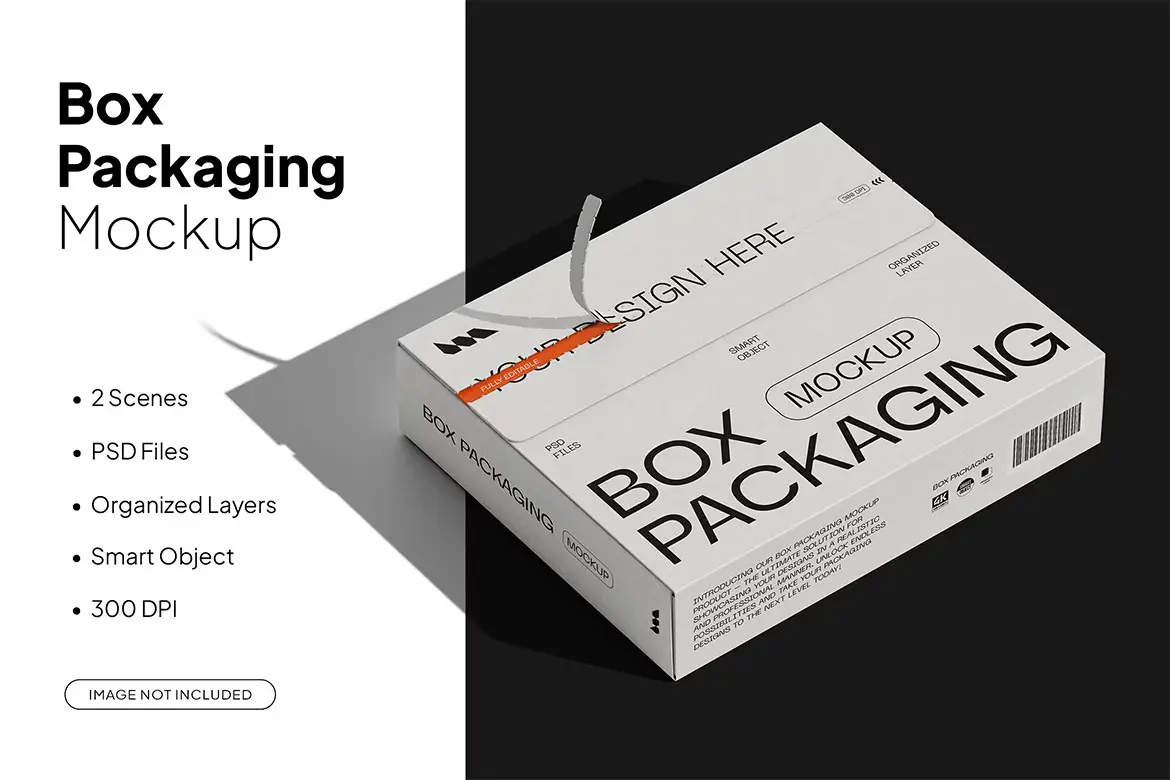 Box Packaging Mockup 2款极简包装盒纸盒礼盒礼品盒PSD样机