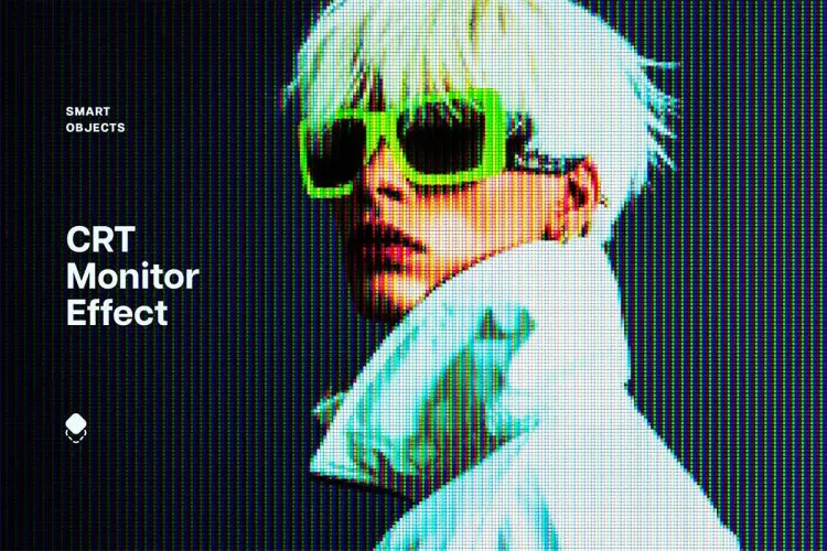Vintage Monitor CRT Photo Effect 复古科技老式CRT显示器低保真科幻肌理照片图像ps样机特效模板