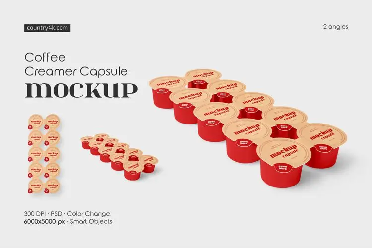 Coffee Creamer Capsule Mockup Set 咖啡奶精塑料胶囊模型品牌包装设计贴图ps样机素材