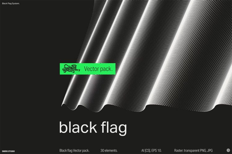 Black Flag Vector Pack  30款抽象艺术扭曲旗帜波浪网格肌理科幻海报背景底纹矢量设计素材