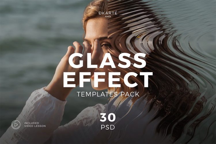 Glass Refraction Effects  30款透明水晶长虹磨砂水波纹折射复古晶格玻璃纹理滤镜ps特效模板