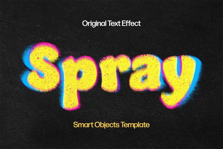 Color Spray Text Effect 彩色喷绘颗粒模糊字母文字标题ps特效样机素材