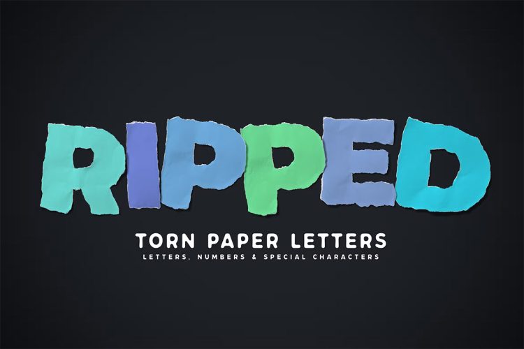 Torn Paper Letters 英文字母数字符号撕纸拼贴艺术插图插画png免抠图设计素材