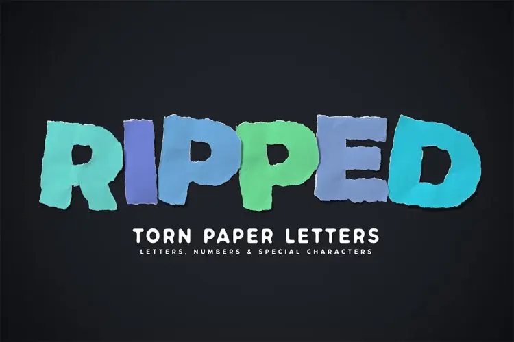 Torn Paper Letters 英文字母数字符号撕纸拼贴艺术插图插画webp免抠图设计素材