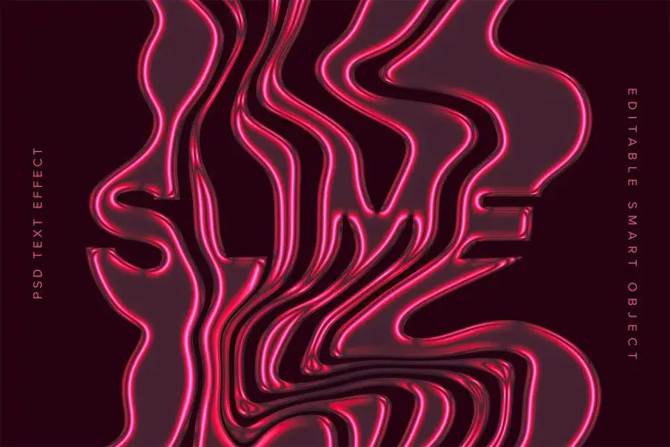 Pink Melting Chrome PSD Text Effect 粉红色金属质感液体融化文本字母标题ps特效样机素材