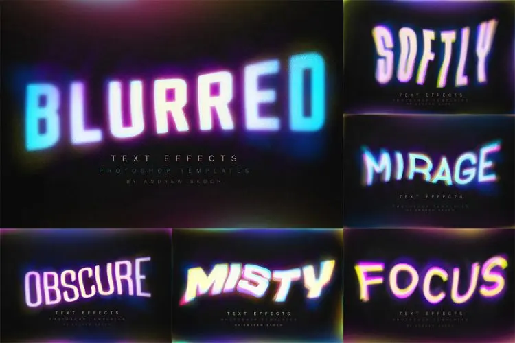 Gradient Blurred Text Effect 渐变模糊幻影错觉文本字母logo标题ps特效样机素材