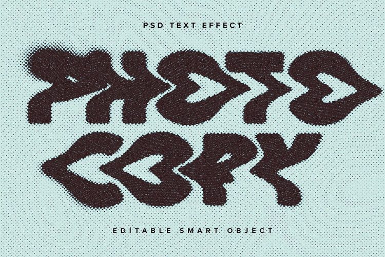 Warped Halftone PSD Text Effect 扭曲半色调针线刺绣艺术文字母标识标题ps特效样机素材