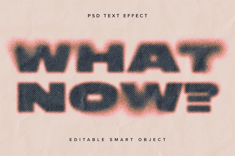 Fading Print PSD Text Effect 褪色打印半色调艺术文字母ps特效样机素材