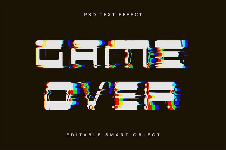 Dissolving Glitch PSD Text Effect 信号消除故障艺术文字母标题ps特效样机素材