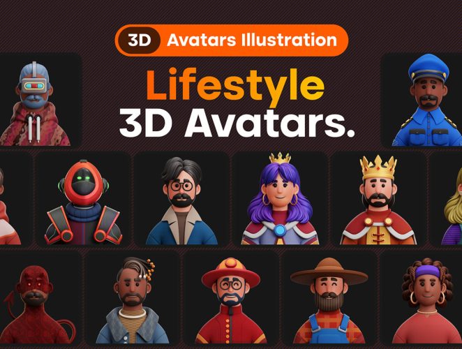 Lifestyle 3D Avatars Illustration Blend  73款3D立体卡通医生律师牧师农民警察人物头像插图png免抠图片素材