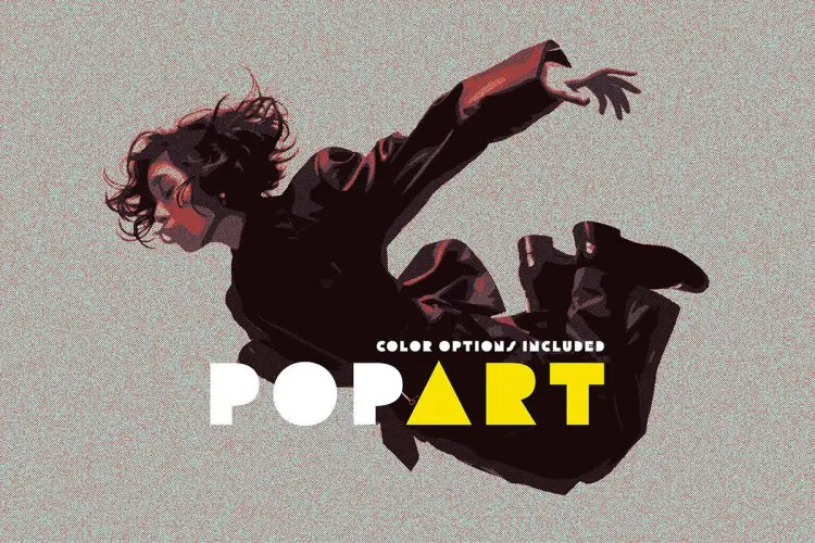 Pop Art Retro Photo Effect 复古波普艺术照片半调卡通化ps特效样机素材模板