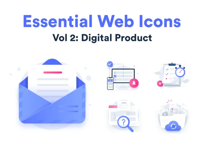 Essential Web Icons Volume 2 国外SaaS应用网站数字产品web icons图标sketch素材下载