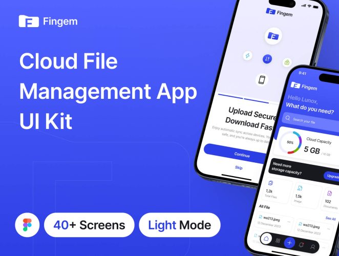 Fingem – Cloud File Management App UI Kit 现代简约网络云盘文件数据管理网盘App应用ui界面figma设计模板