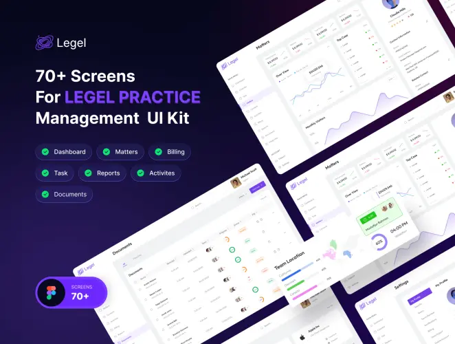 Legel – Case Practice Management Web App UI Kit 专业金融财务销售管理SaaS报表数据分析仪表盘图表ui界面组件模板