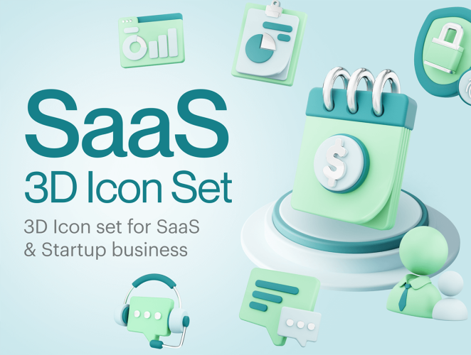 Saasy – SaaS 3D Icon Set 3D立体卡通日历计划效率时间日程管理icon图标png免抠图片素材