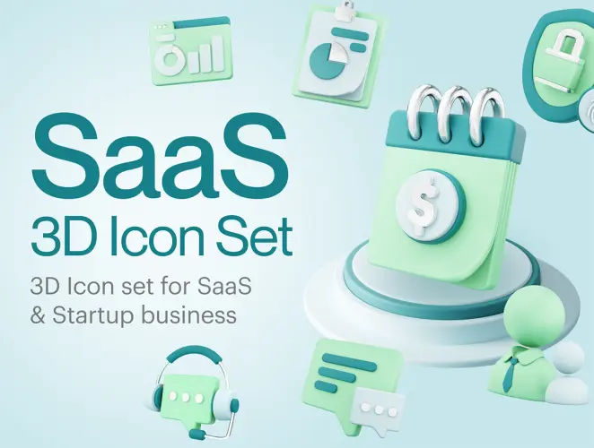 Saasy – SaaS 3D Icon Set 3D立体卡通日历计划效率时间日程管理icon图标webp免抠图片素材
