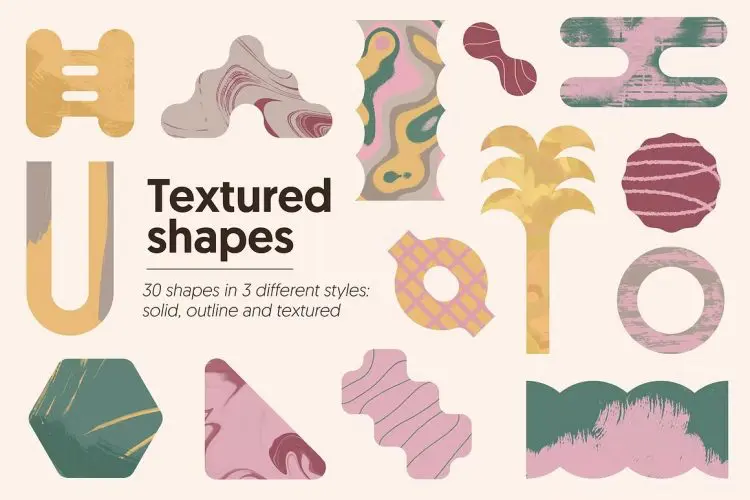 Textured Shapes  120款优雅时尚莫兰迪色自然艺术抽象装饰几何图形ai矢量设计素材