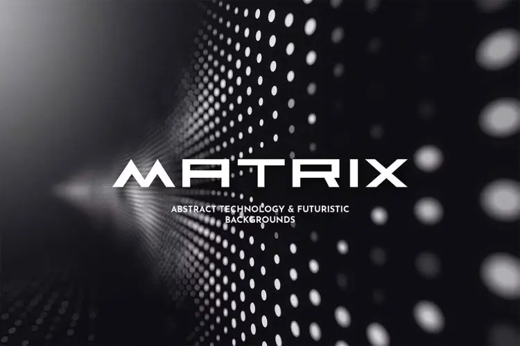 Dot Matrix Display Backgrounds  15款黑白单色半调点阵抽象艺术波浪透视科幻海报背景底纹图片素材