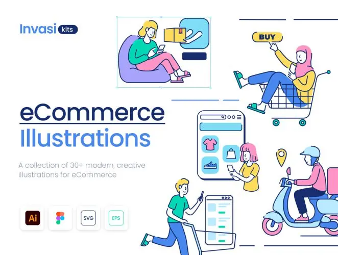 eCommerce Illustration Kit 电子商务插画设计购物插画图片