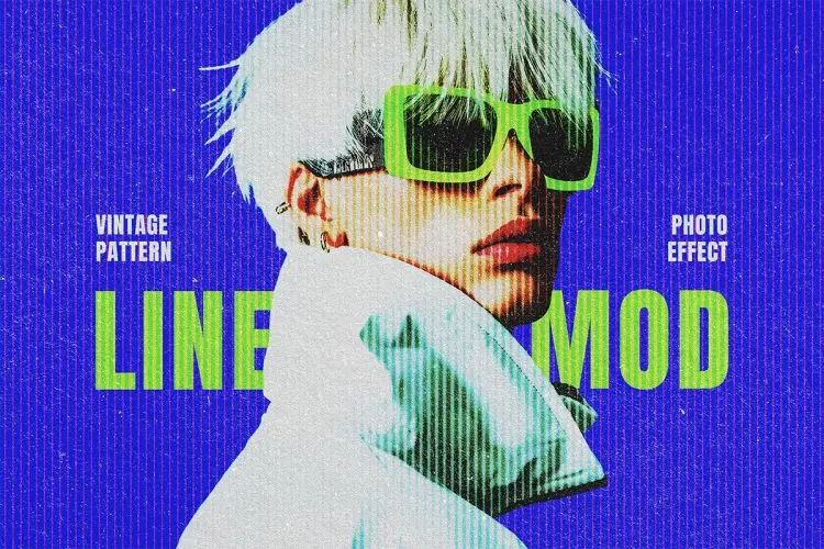 Vintage Halftone Pattern Photo Effect 潮流复古怀旧Halftone半调做旧肌理图像照片滤镜ps样机特效模板