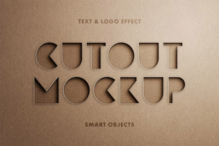 Minimalist Cut Out Mockup 极简文本字母标识凹印刻印剪纸ps特效样机素材模板