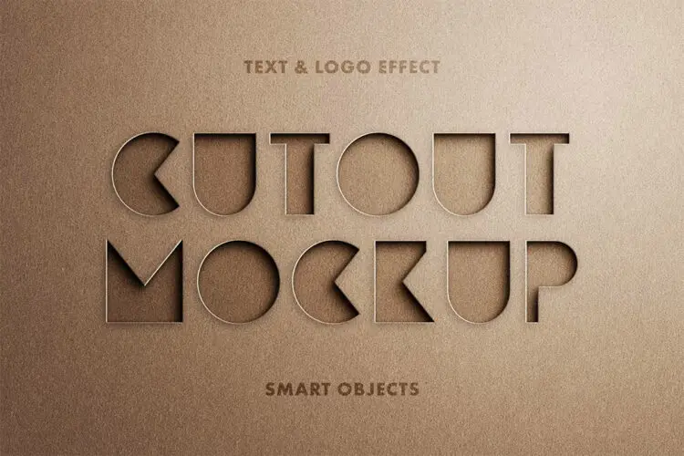 Minimalist Cut Out Mockup 极简文本字母标识凹印刻印剪纸ps特效样机素材模板