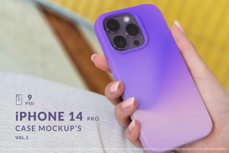 iPhone 14 Pro Case Mockup’s vol.2 苹果14 Pro手机壳模型展示设计贴图ps样机素材