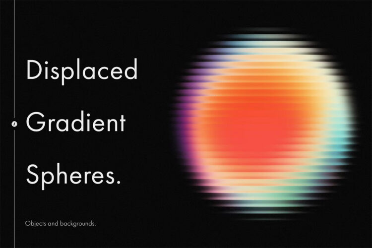 Displaced Gradient Spheres  66款未来科幻条纹错位彩虹圆形模糊渐变科技海报背景底纹图片素材