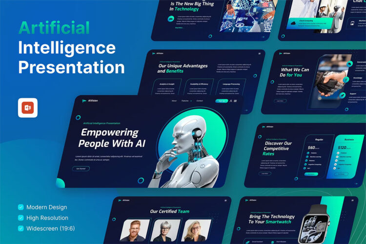 AiVision – Artificial Intelligence PowerPoint 人工智能Ai科技技术创新展示介绍幻灯片ppt模板演示文稿