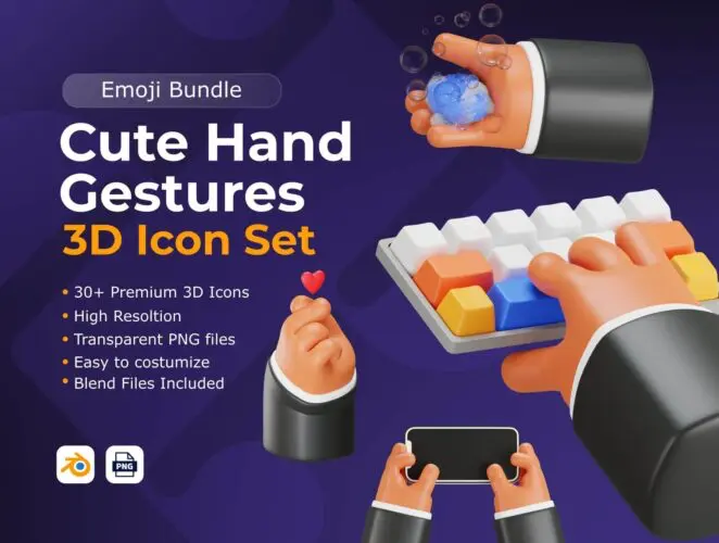 Cute Hand Gestures 3D Icon Set 创意趣味3D立体卡通手指手势动作webp免抠图片插图设计素材