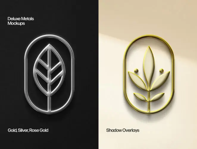 Deluxe Realistic Chrome Mockups 科幻未来潮流朋克哥特镭射logo金属字ps样机素材特效生成模板