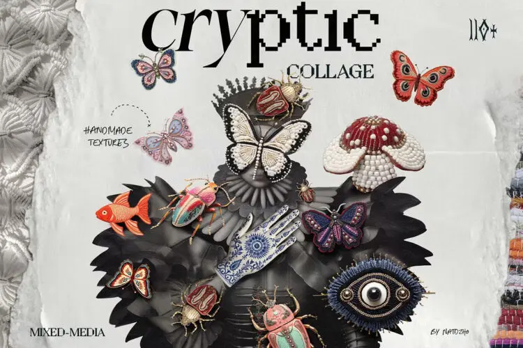 Cryptic. Mixed Media Collage 潮流复古抽象艺术神秘手工艺品织唛刺绣装饰拼贴webp免扣图片素材