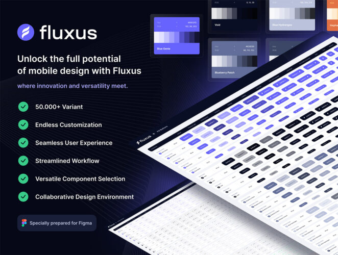 Fluxus Mobile Design System 全套专业移动端App配色按钮卡片组件ui界面设计标准规范套件模板