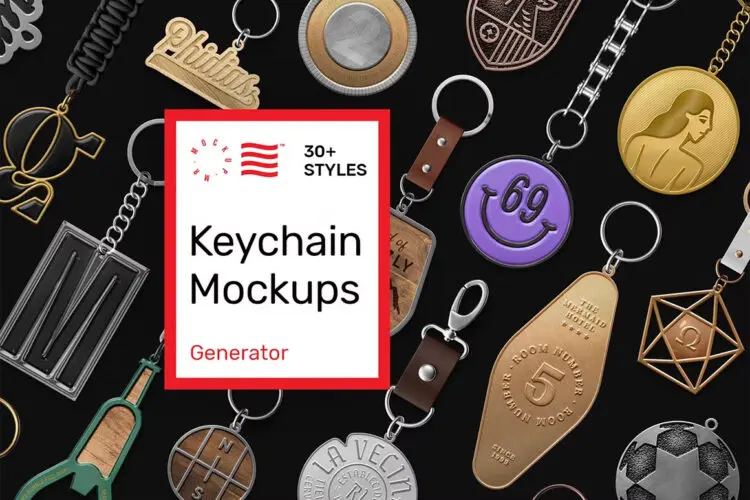 Keychain Mockups – Generator 多样式金属合金钥匙扣潮流文创礼物挂件配饰ps样机场景展示效果图