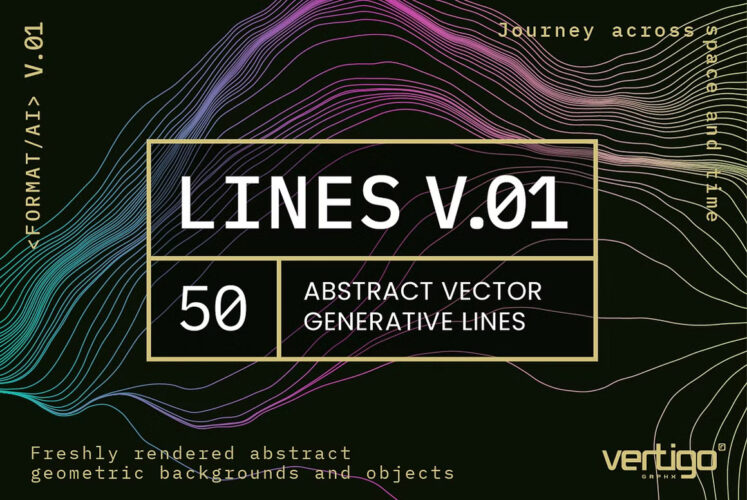 LINES V.01 50款未来科幻抽象渐变激光射线高科技扭曲线条背景底纹ai矢量素材