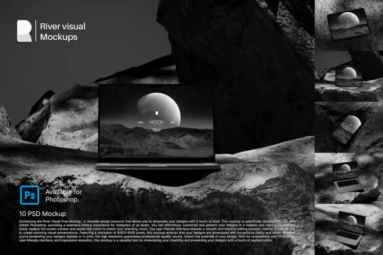 Moon Mockup 10款iPhone手机Macbook笔记本iPad平板电脑作品展示效果图ps样机