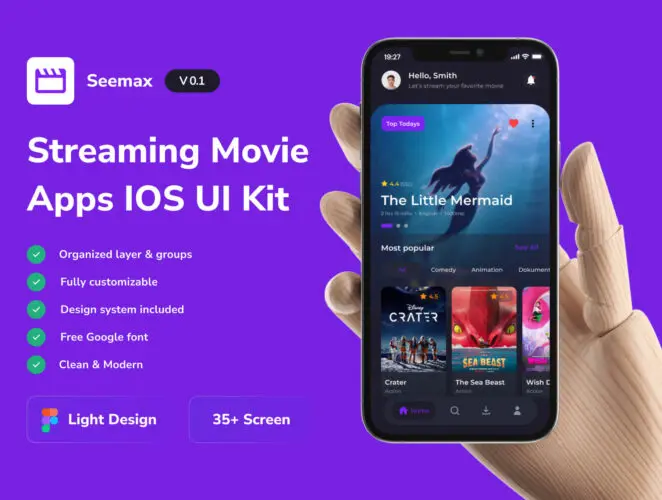 Seemax – Streaming Movie Apps IOS UI Kit 手机在线影院电影流媒体用户界面app设计UI套件