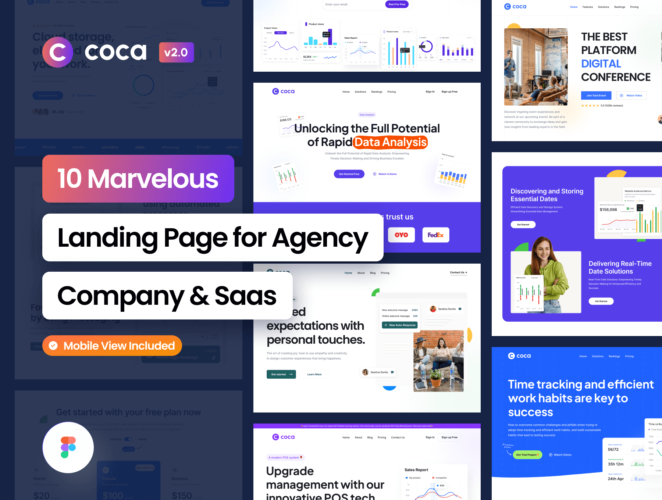 Coca Landing Page Kit 企业SaaS网站产品营销展示web用户界面设计ui套件模板