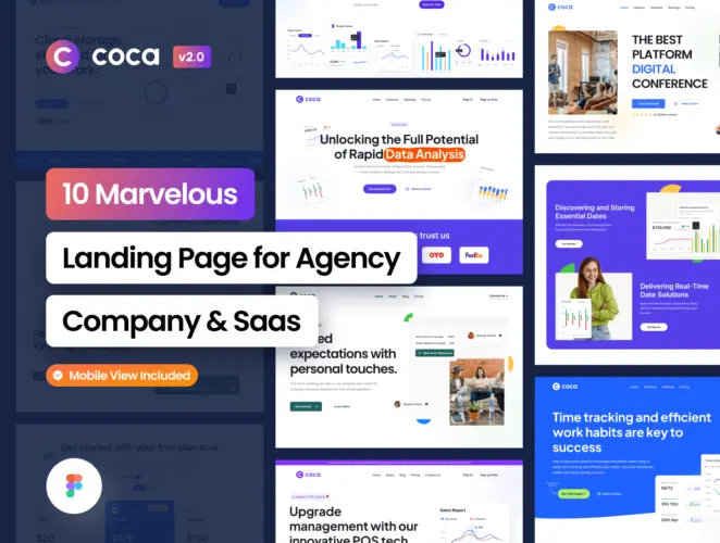 Coca Landing Page Kit 企业SaaS网站产品营销展示web用户界面设计ui套件模板