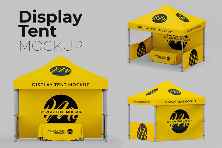 Display Tent Mockup Set 户外野营路演活动帐篷天蓬摊位模型品牌广告展示设计贴图ps样机素材模板