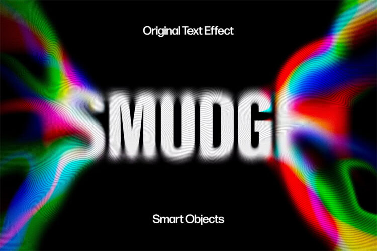 Smudged Melting Text Effect 融化模糊多彩波纹文本字母品牌标识特效生成ps样机素材