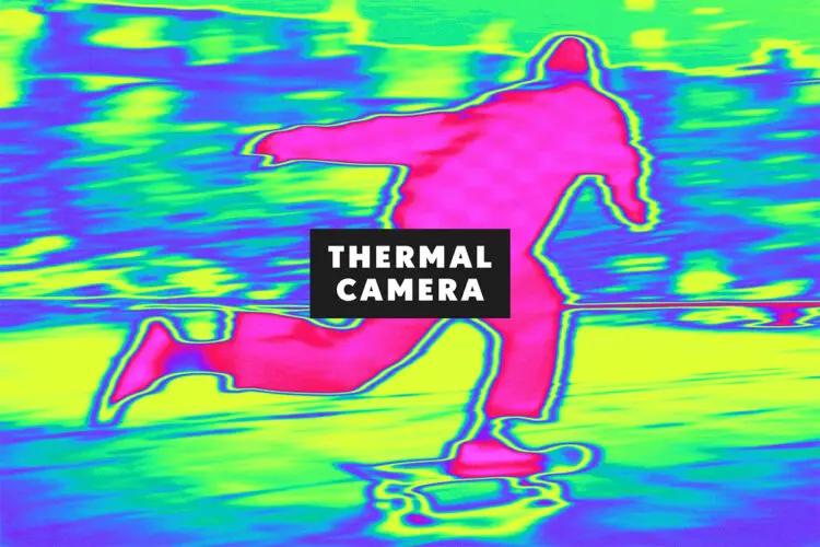 Thermal Camera Photo Effect 潮流复古热像仪酸性热成像撞色抽象艺术照片滤镜ps样机特效模板