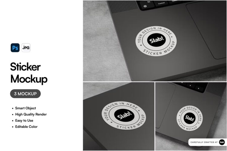 Sticker Mockup 圆形标签贴纸模型品牌logo标识设计贴图ps样机素材