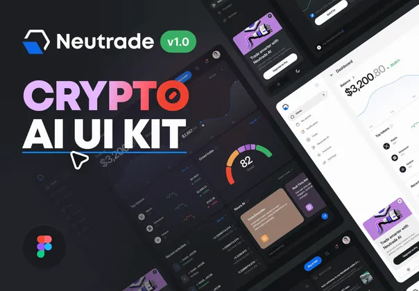 Neutrade – Crypto AI UI Kit 双配色金融财务交易加密货币后台仪表盘数据分析图表ui套件模板