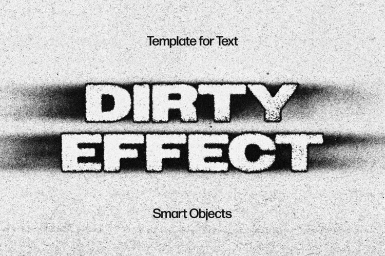 Dirty Text Effect 复古粗糙磨损颗粒噪点印刷文本字母logo标题ps特效样机素材模板