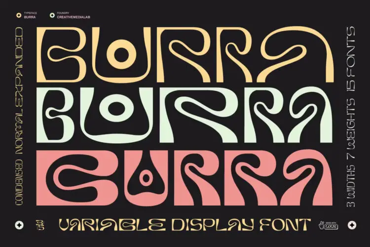 Burra – Psychedelic display font 15款Burra复古潮流迷幻酸性花体字文创海报标题装饰英文字体家族