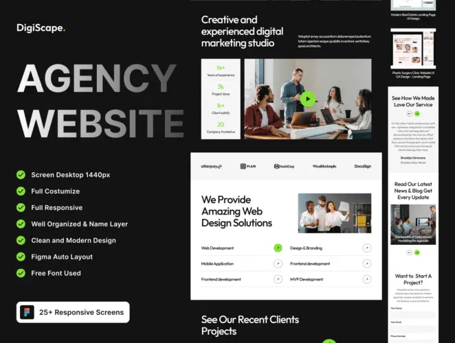 DigiScape – Digital Agency Website Template – UI Kit 初创公司机构官网营销宣传响应式网页用户界面设计模板