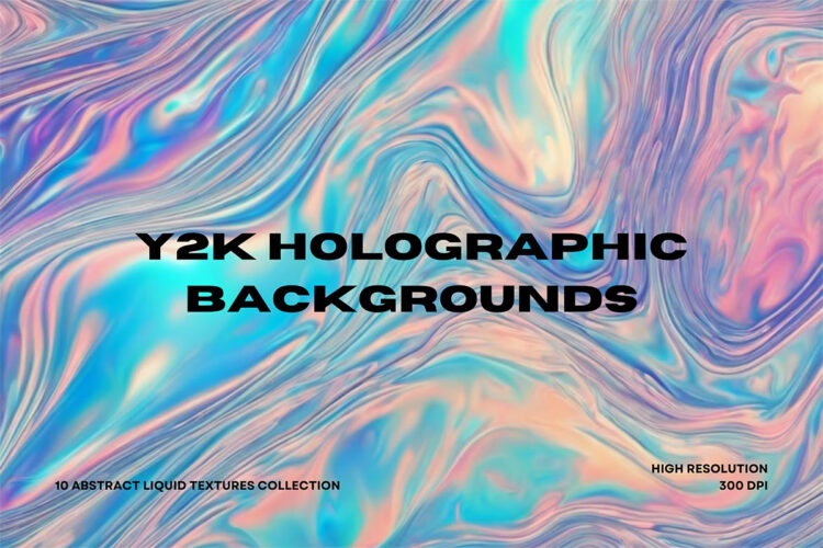 Y2K Liquid Abstract Backgrounds 复古Y2K全息抽象扭曲液体流体背景图片设计素材