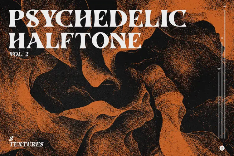 Psychedelic Halftone Textures Vol. 2 迷幻半调抽象艺术扭曲背景纹理叠加图片设计素材