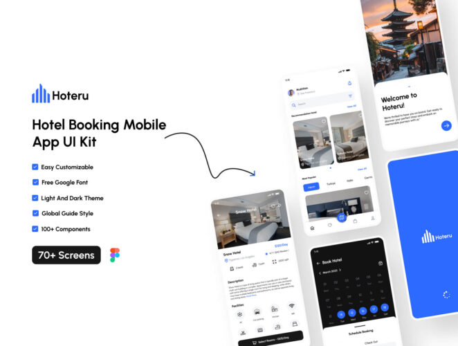 Hoteru – Hotel Booking Mobile App UI 酒店民宿预订移动应用程序 UI 套件